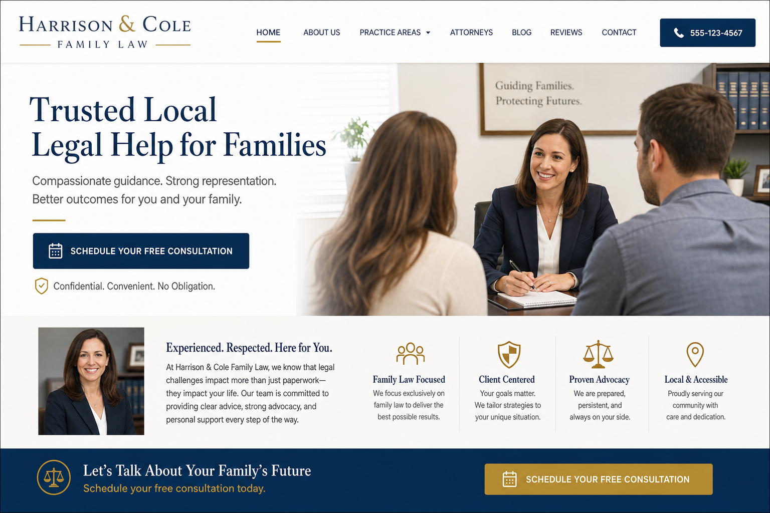 Example family law firm website homepage